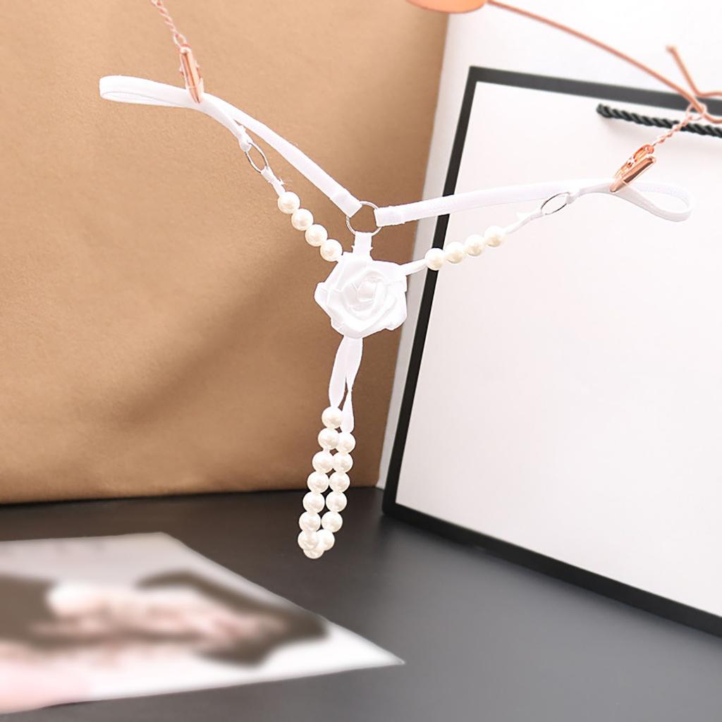 Sexy String Underwear Women Crotchless Flower Panties G String Lady T-Back Thong Transparent Lingerie With Pearls Panties New