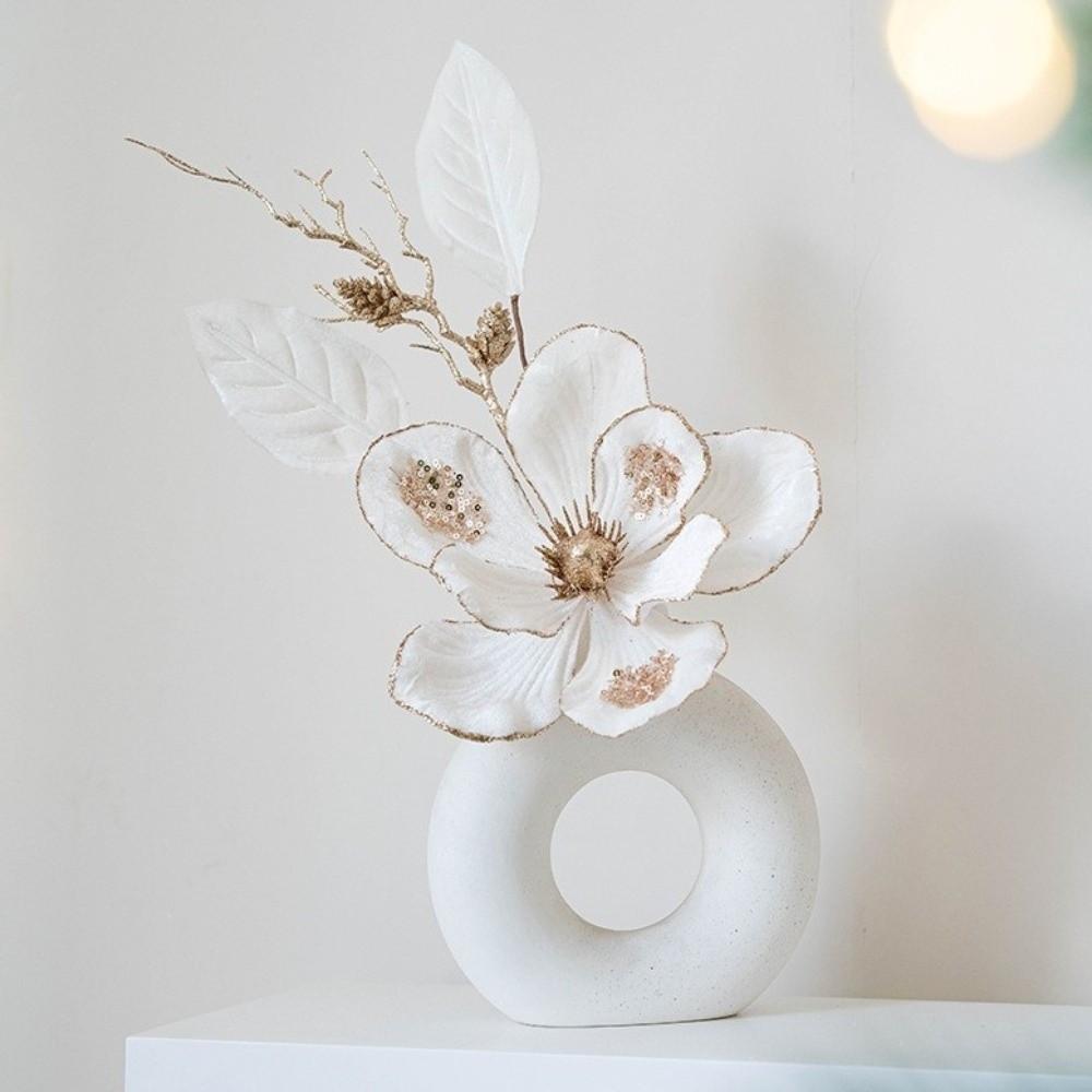 Red Gold Artificial Christmas Flower Flocking Xmas Decorative Flowers  New Year Gifts