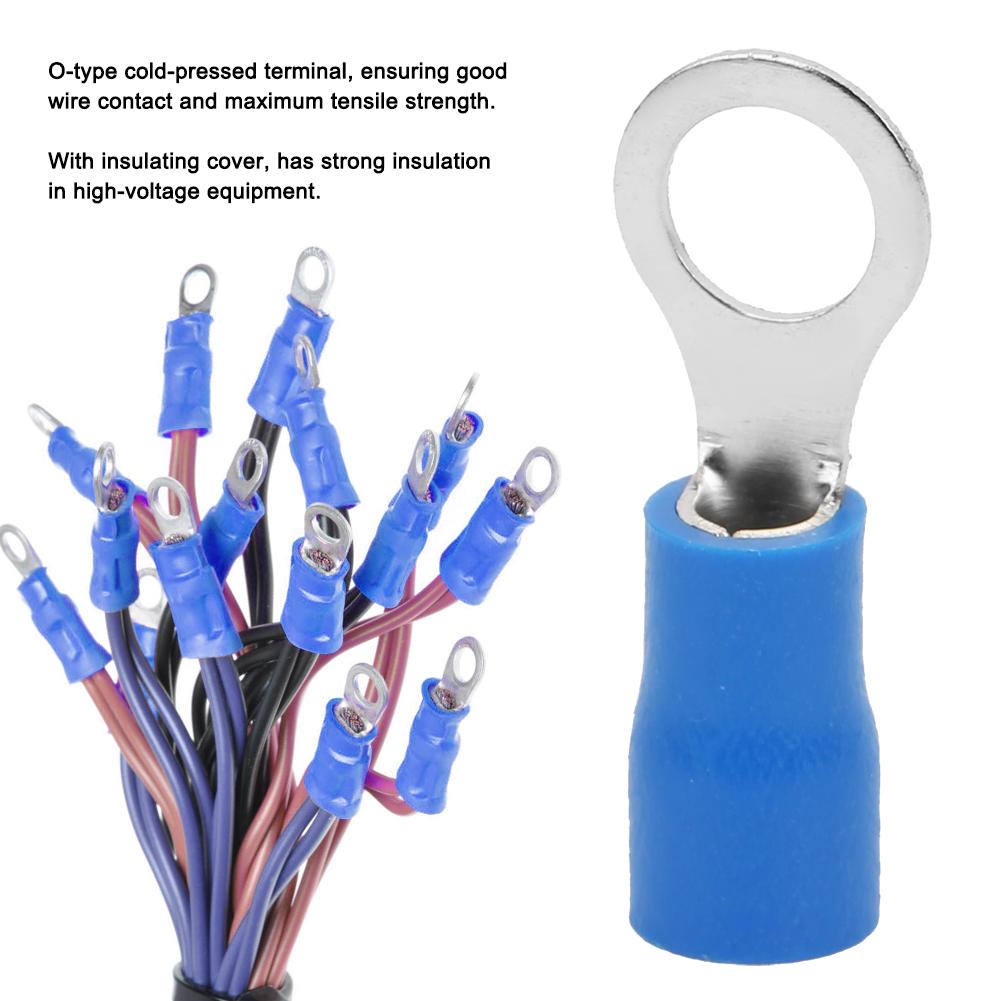 1000Pcs Cold Pressed O Type RV25 Brass Insulated Crimp Terminals Connectors Kit for Electric