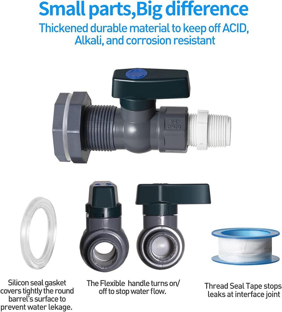 Rain Bucket Faucet Kit PVC Steering Gear Partition Joint Hose Adapter Suitable for Water Tanks Garden Aquariums Tank Connector