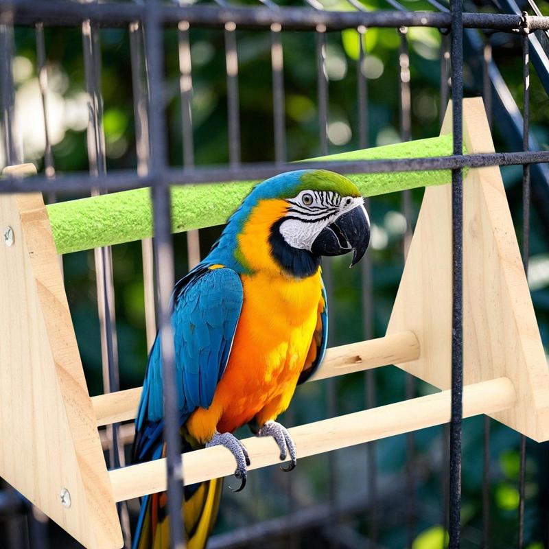 Bird Stand Wood Bird Playground Triangle Perch Playground For Parakeet Canary Cockatiel Finch Training Toy For Inside Outside