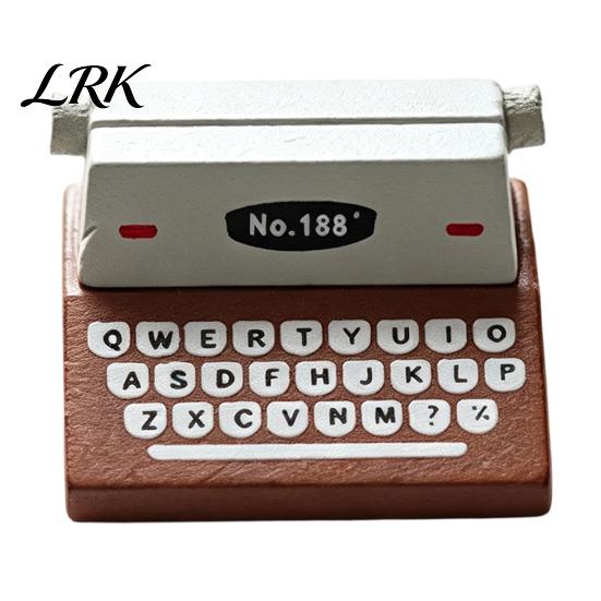 Office Note Organizer Retro Wooden Typewriter Memo Clip, Vintage Desk Place Card Holder, Water-based Paint Wood Holder Decorative Message Photo