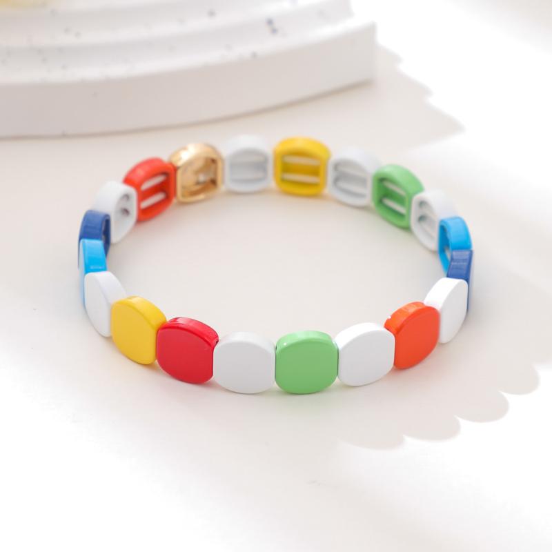 Colorful Honeycomb Beads Alloy Bracelet All-match Stylish Beaded Bangle for Women Summer Any Outfit Occasion Jewelry