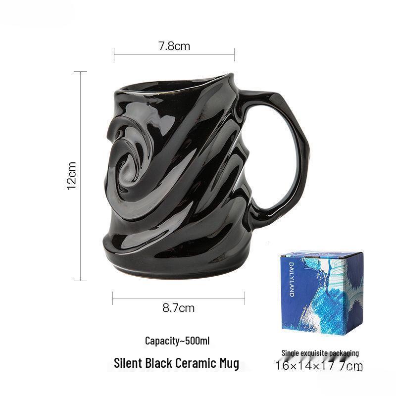 High Aesthetic Retro Ceramic Mug – Embossed, Trendy & Personalized, Large Capacity