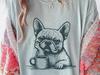 French Bulldog with Coffee Shirt – Gift for Frenchie Moms or Dads, Caffeine Lovers Tee, Funny Tired Dog Top for Frenchie Owners