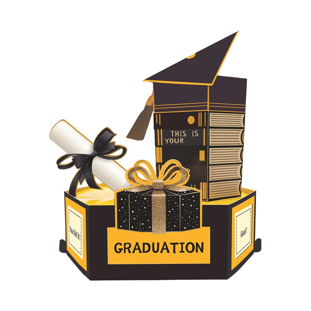 Afstudeer Pop-Up Kaart Creatief 3D Hoed Ontwerp Wenskaart voor Afstudeerfeest Doctoraal en Academische Viering Cadeau