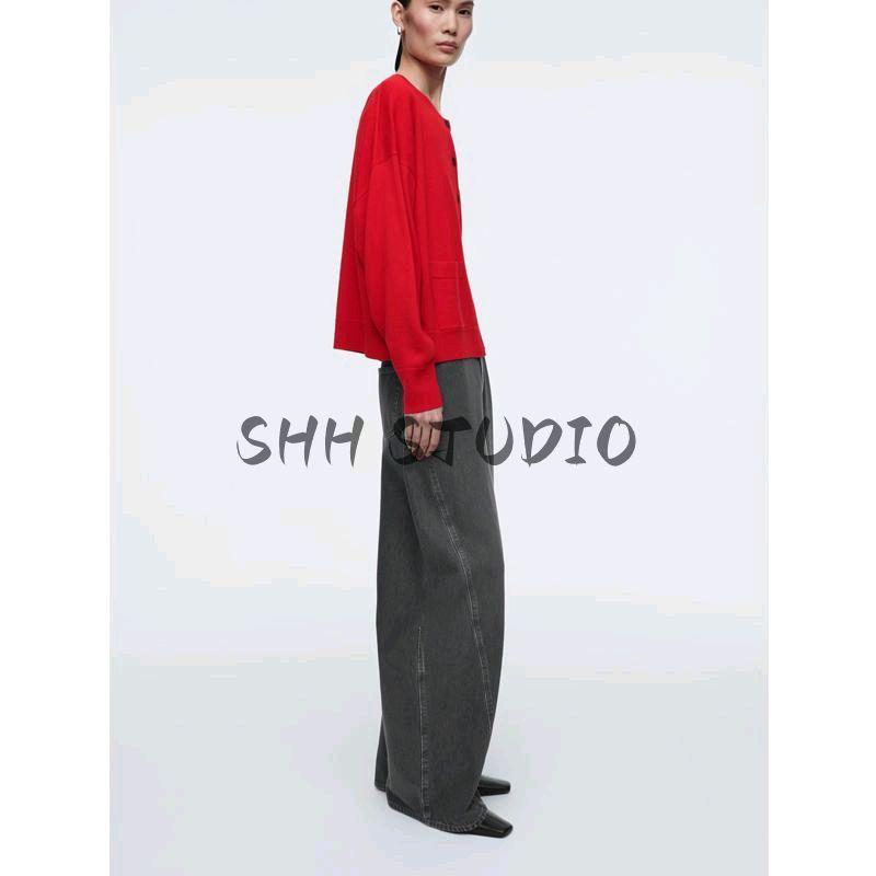 CS Spring New Women's Clothing Idle Style Casual Round Neck Wool Blend Knitting Cardigan 1259543