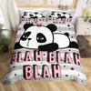 Panda Duvet Cover Set King Size Black And White Animal Comforter Cover With Pillowcases Starry Sky Blue Ultra Soft Quilt Cover