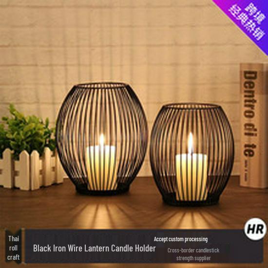 American Retro Black Iron Candlestick: Aromatherapy Pillar Candle Holder & Photography Prop