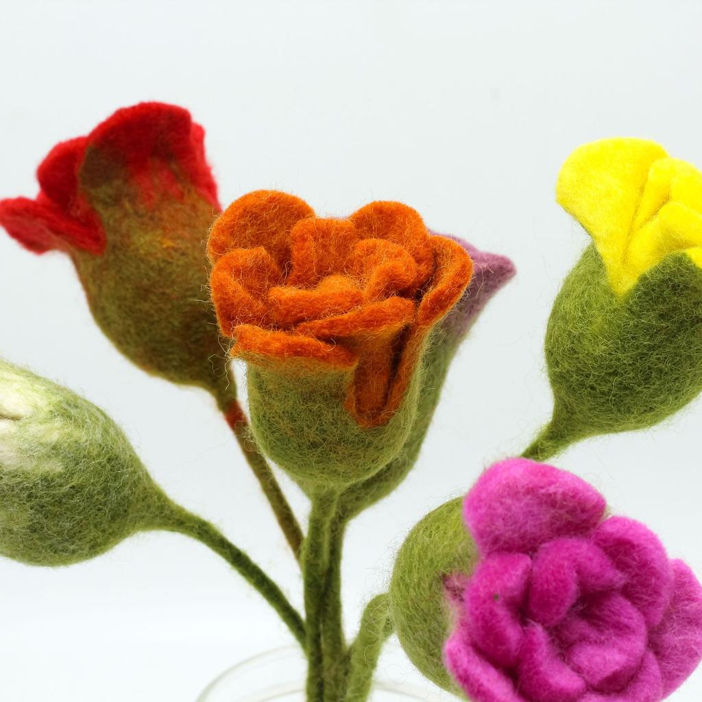 Felt Roses Assorted Colours Set of 6