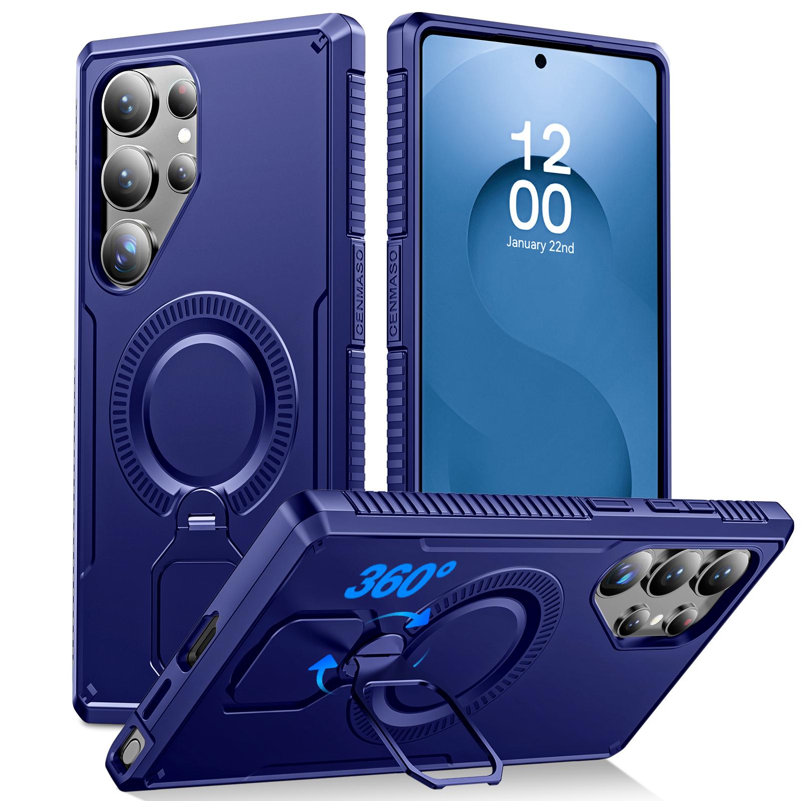 

For Samsung Galaxy S25 Ultra With 360° Spin Stand,Military Grade Protection,Fit for Magsafe,Shockproof Case With Kickstand-Black