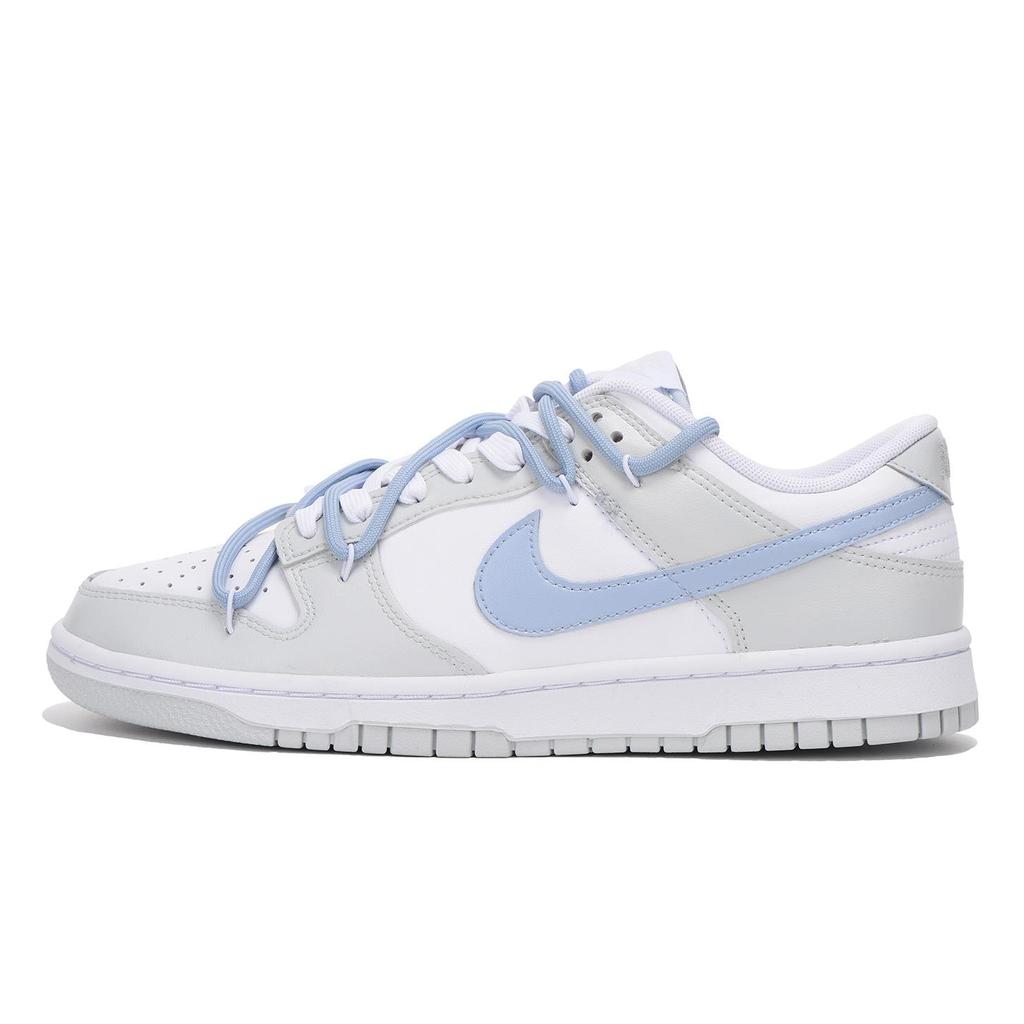 Nike Dunk Leather Coverage Slip Resistant Impact Resistant Abrasion Resistant Low top Skateboard Shoes Men's Gray Blue DV0831-101(Team59-)