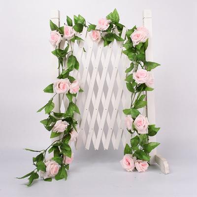 Pink Silk Peony Rose Flower Rattan Artificial Ivy Rattan Wedding Party Wall Hanging Garland Home Garden Decoration Green Plants