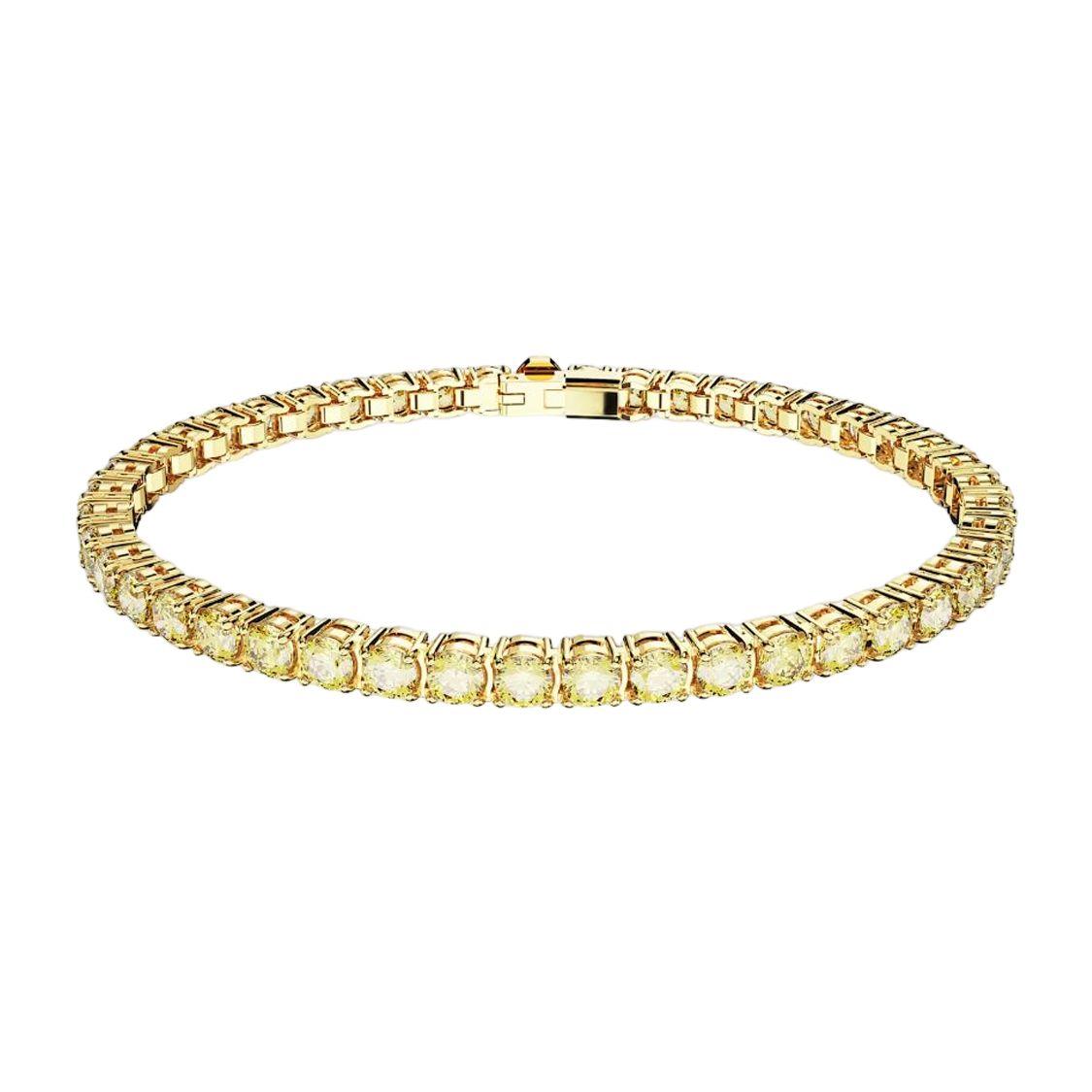 Swarovski Matrix Tennis Round Cut Yellow Crystal Cubic Zirconia Bracelet Women bracelet Gold 5648933 M