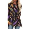 Women's Fashionable Round Neck Raglan Long Sleeved Carnival Printed Casual Pullover Top