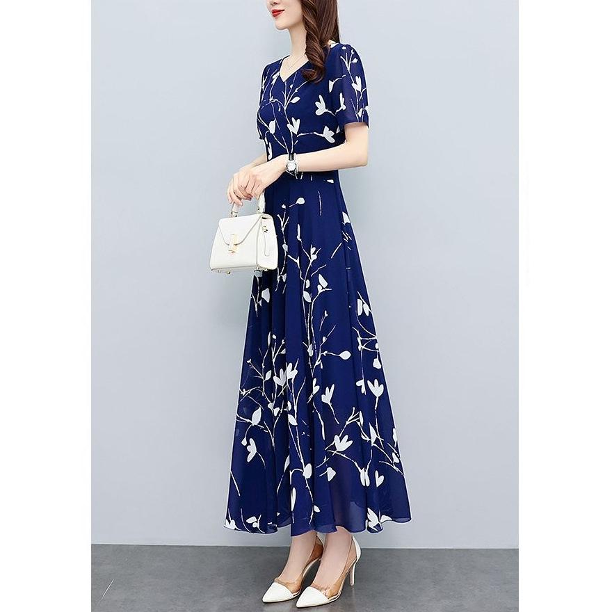 Summer Floral Plus Size Waist-Cinching Dress for Women