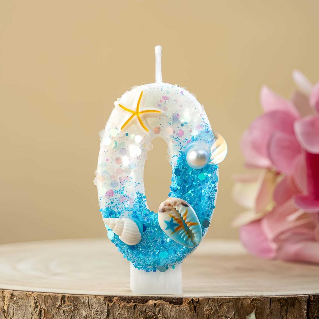 TEMU Xiyin Ocean-Themed Starfish & Conch Birthday Candles (Numbers 0-9) Cake Decorations