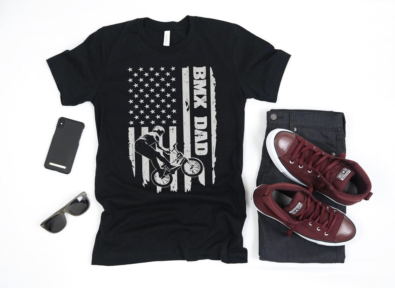 BMX Dad Shirt, Cycling Cyclist American Flag USA Apparel Bicycle Gift, BMX Fathers Day T-Shirt,T-shirt, T-shirt, T-shirt, Tank Top 3XL