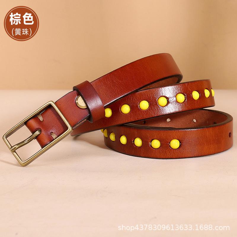 Women's Belt Women's Ins Style Fashion All-Match Trendy BF Style Retro Practical Leather Pin Buckle with Jeans Belt