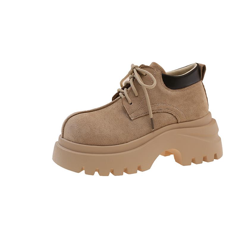 British style retro thick-soled lace-up Martin boots for women's 2025 new small man height-increasing and thin short rhubarb boots
