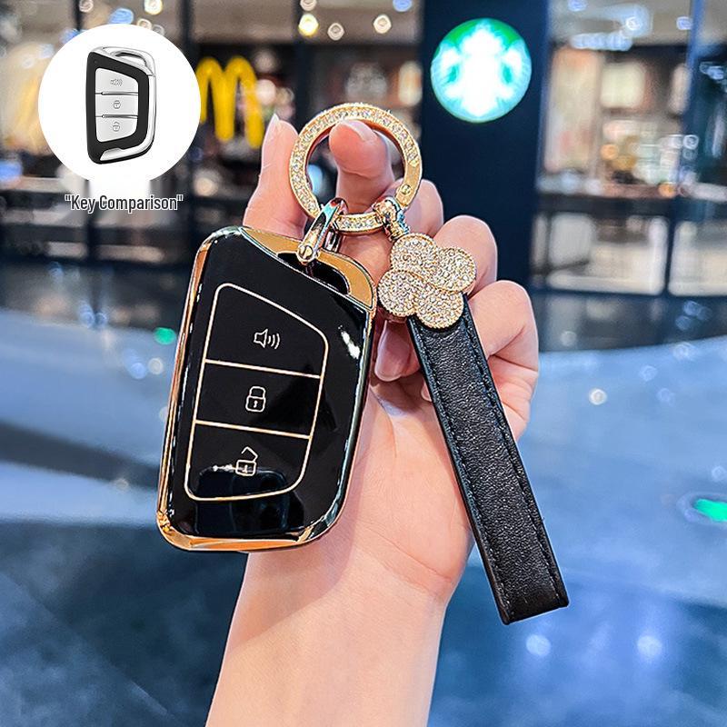 Compatible Car Key Cover for JAC Jiayue A5, X4, X7, iC5, iEVS4/7S, T8 Refine, S4, S7, M6 with Buckle