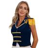 Womens Circus Ringmaster Vest Lapel Sleeveless Tassels Velvet Waistcoat Irregular Hem Button Design Cosplay Costume