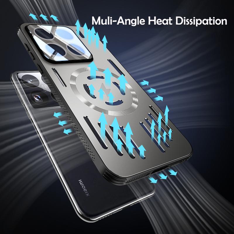 Hard Metal Heat Dissipation Magnetic Wireless Charging Cover For Xiaomi 15 Ultra 14 13 Pro Cool Protective Back Case