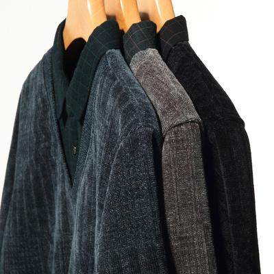 Men's Winter Chenille Plus Velvet Thickened Fake Two-piece Middle-aged Knitted Sweater Dad's Knitted Warm Bottoming Shirt