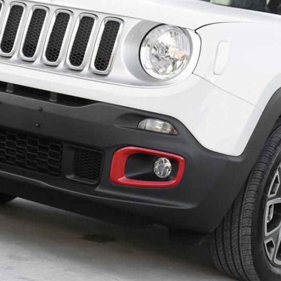 Front Fog Light Cover Trim Frame Decor for Jeep Renegade 2016-18 Accessories Red