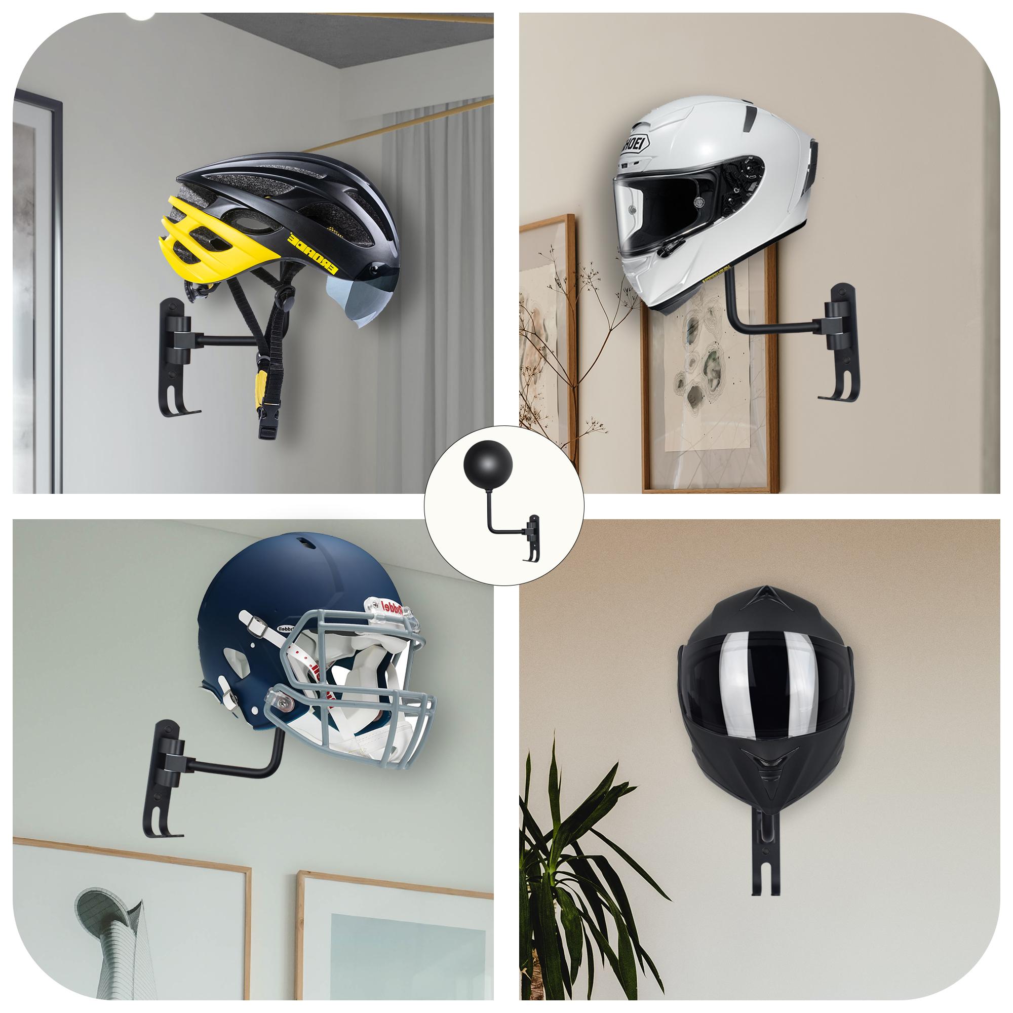 Support Casque Moto Murale Jeebel - Rotation 180° Avec Double Crochet - Pour Casque, Veste Ou Sac