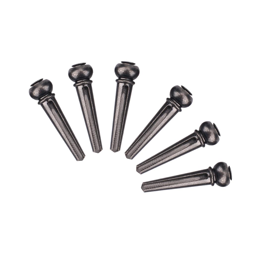 6Pcs Set Durable Brass Guitar Bridge Pins for Folk Guitars Replacement Parts(Black)