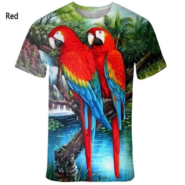 Mote 3D-trykket Insekt Fugl T-skjorte Kortermet Herre Sommer Casual T-skjorter Topper Personlighet Oversized Herre T-skjorte