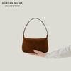 Underarm Bag for Women, Korean Version Suede Patchwork Design, High-end, Fashionable, Versatile, Hand-held Shoulder Bag for Women