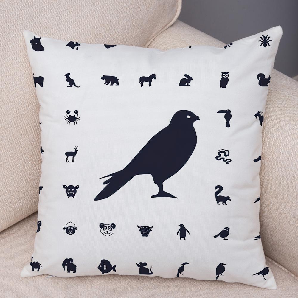 Cute Animal Silhouette Pattern Double Sided Printed Cushion Cover Soft Home Decor Pillowcase