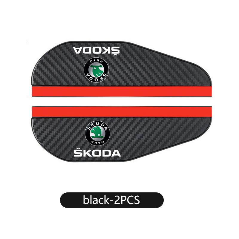 AAAJD1 2PCS Carbon Fiber Car Rearview Mirror Rain Eyebrow Sticker For Skoda S Kodiaq Octavia 2 3 Yeti Karoq Rapid Fabia VII VRS