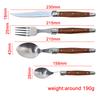Jaswehome 4/6/24Pcs Wood Grain Dinnerware Serrated Steak Knives Set Full Tang Table Utensil Dinner Spoon Fork
