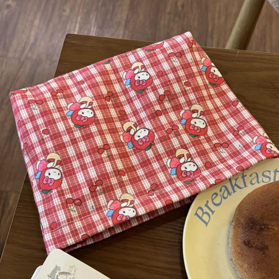 Retro red plaid cute girly Women s bag Hello Kitty cosmetic bag Kawaii Women s Clutch Travel Clutch Bag Mini Makeup Pouch