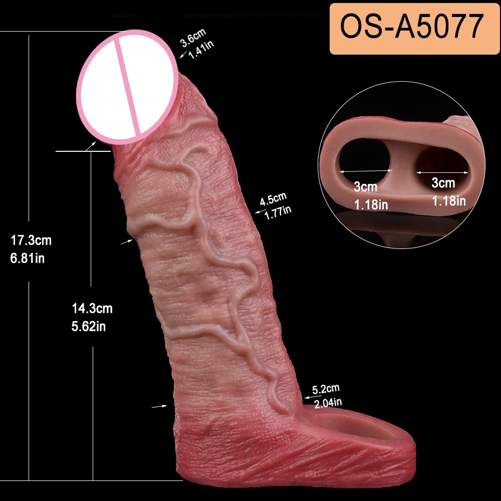 SXXY Real Veins Lifelike Closed Head Penis Sleeve For Men Dick Enlargement Silicone Reusable Condom Sex Products For Adult