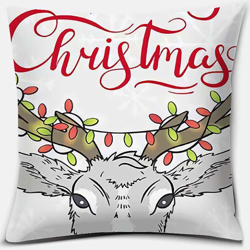 Christmas Deer Pattern Pillowcase Square Pillowcase Home Office Decoration Pillowcase