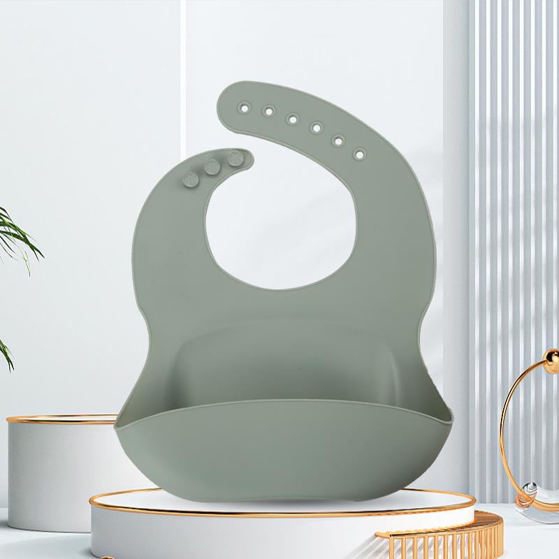 Waterproof Silicone Baby Bib - Large, Wash-Free, Drool & Meal Bib for Newborns and Children