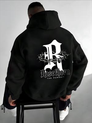 Fashionable Men's Autumn European and American Letter Printed Comfortable Soft Hooded Sweatshirt Outdoor Street Style Clothing