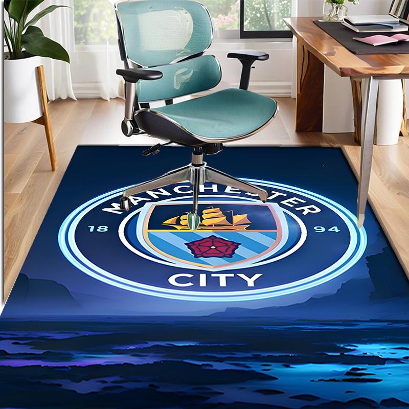 Manchester City FC Pattern Rug, Indoor/Outdoor Mat, for Picnic, Gameroom, Bedroom, Office, Living Room, Home Decor Carpet, Birthday Gift