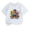 Kids Boys Girls 100% Cotton Crew Neck Short Sleeve T-Shirt, Cute Game Character Print Casual Soft Tees for Children Summer Daily Wear Party Gift Tops