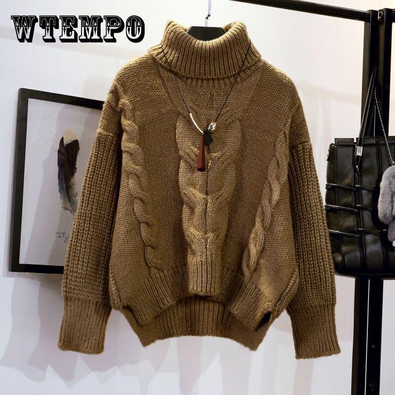 

Вязаный свитер, теплая зимняя куртка, толстый женский свитер большого размера, свободный высокий воротник