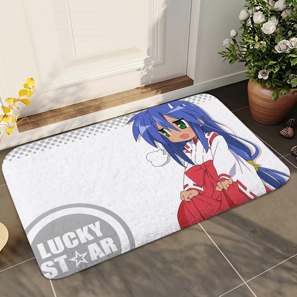 1pc Anime Lucky Star Bathroom Absorbent Mats Anti-Slip Mats Home Decor Supplies Carpets Home Kitchen Floor Mats