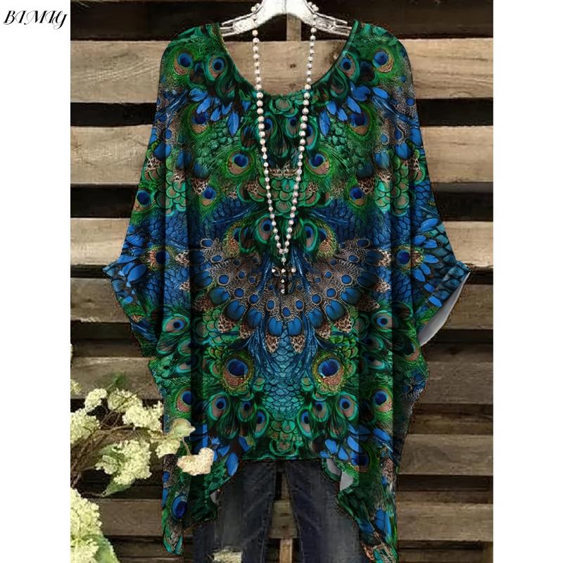 

Богемна Квіткова Туніка Великого Розміру Жіноча Богемна Квіткова Принтована Футболка-Туніка з Коротким Рукавом Круглим Вирізом Повсякденний Топ Яскравий 2025 1XL