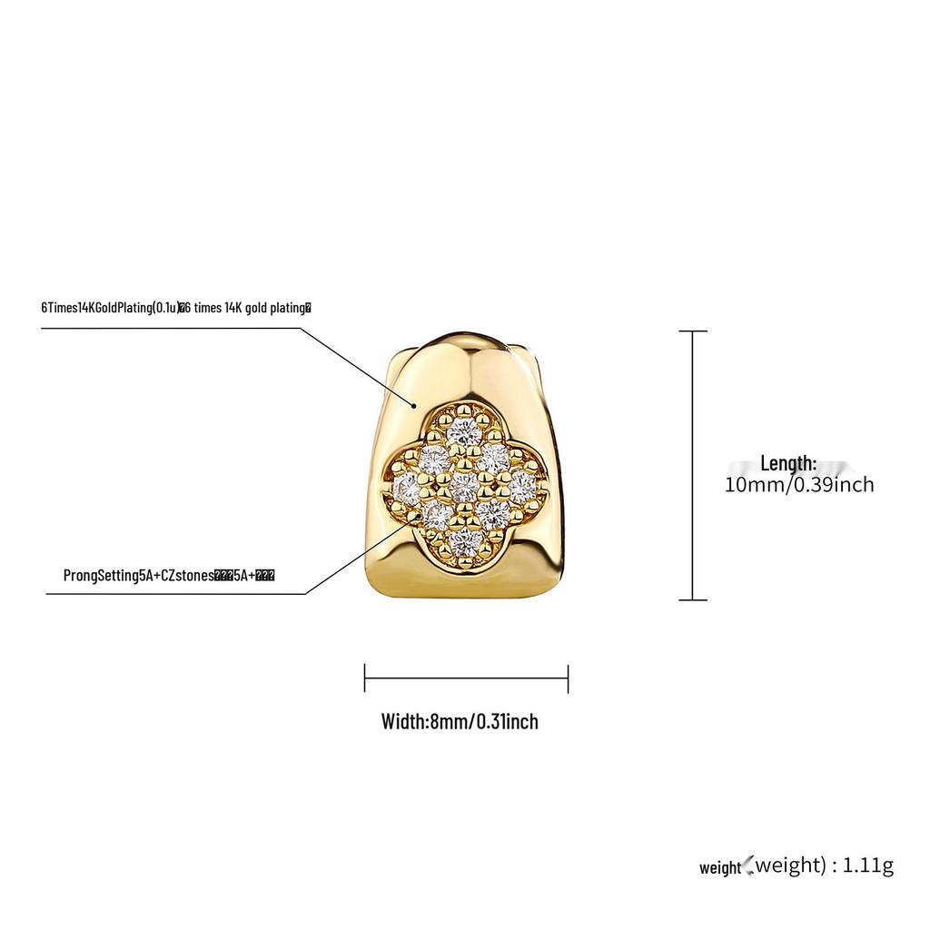 Hip-Hop Dollar Sign Tooth Grillz with Cubic Zirconia - Trendy Halloween Jewelry.