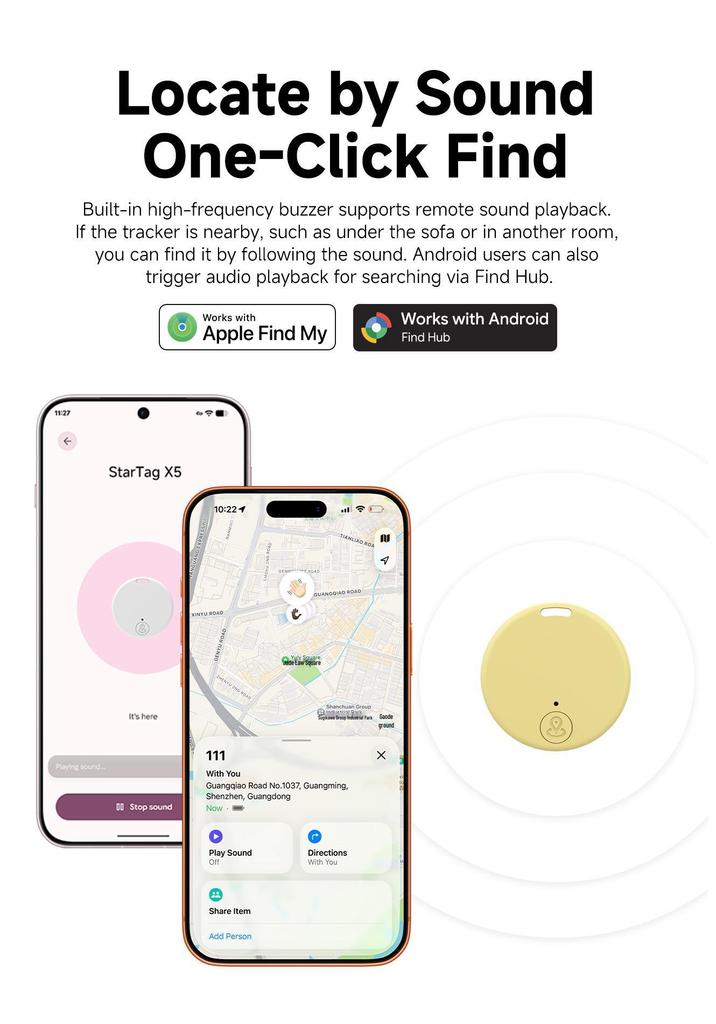 Certified Global Bluetooth Anti-Lost Tracker with Google Find My