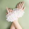 Sweet Short Lace Decoration Sleeves Girl Double Layer Fake Flare Sleeves Sweater Wrist White Horn Cuffs Accessories