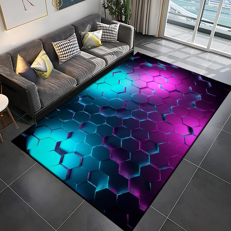 3D Abstrakter Spiegel Geometrische Illusion Großer Bereich Teppich Teppich für Zuhause für Wohnzimmer Schlafzimmer Sofa Dekor Boden Kinder Spielmatte Geschenk